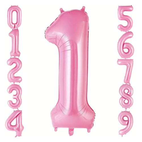 LIGHT PINK NUMBER FOIL BALLOONS
