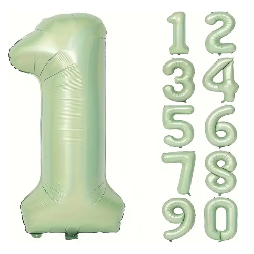 PASTEL GREEN NUMBER FOIL BALLOONS